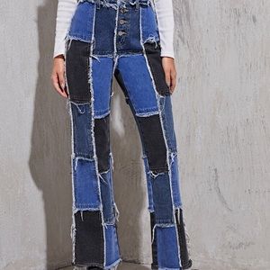 Patchwork denim jeans